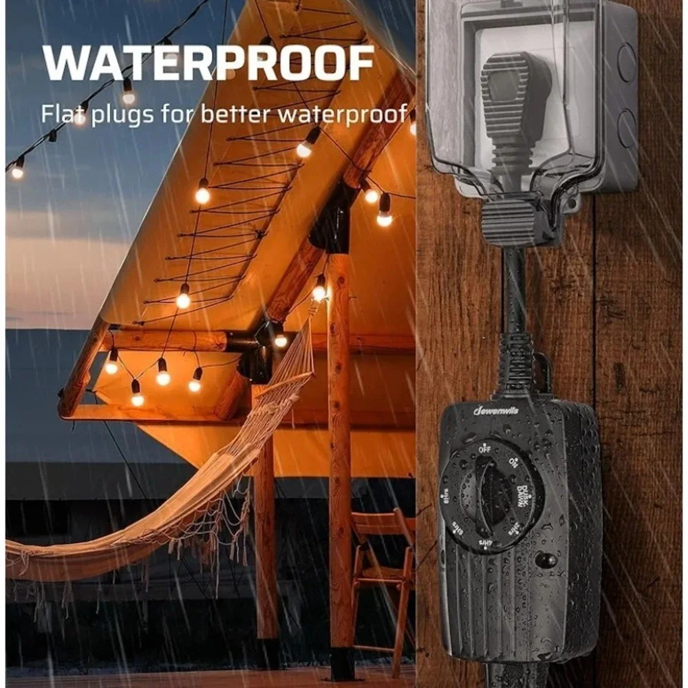 DEWENWILS Outdoor Light Timer Dusk to Dawn, Weatherproof, Plug in Timer 10A, 2 p
